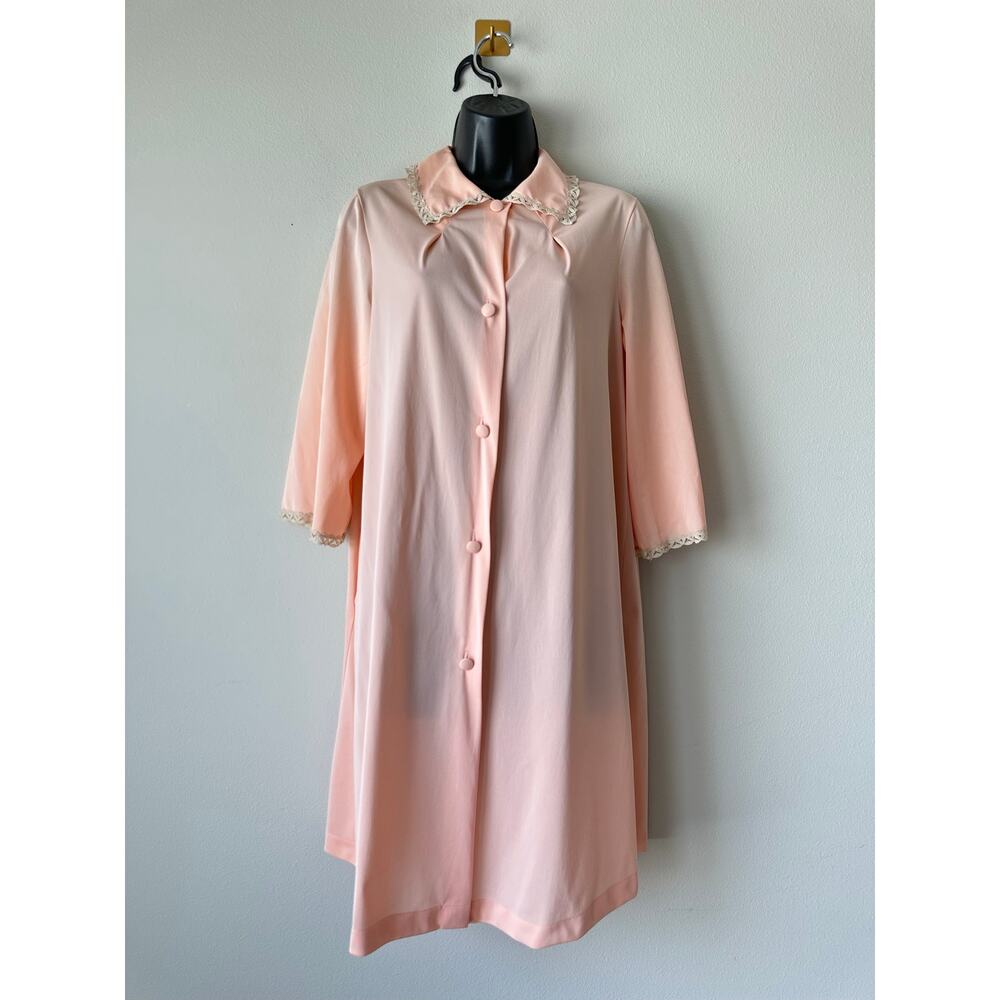 Vintage Vanity Fair Pink Peignoir Robe Size 32 Small Nylon Lace Trim Cottagecore